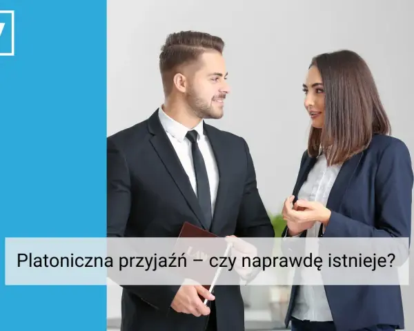 Mężczyzna i kobieta w garniturach rozmawiają. Czy istnieje relacja platoniczna?