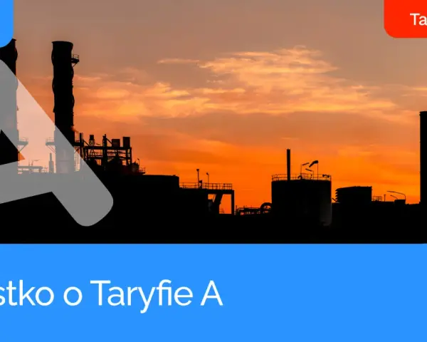 Zachód słońca nad przemysłową infrastrukturą, symbolizującą atum energy. Taryfy prądu i wszystko o Taryfie A.