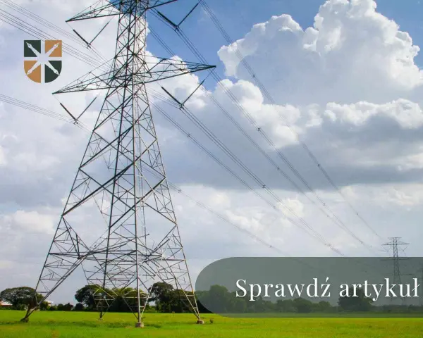 Wysoki słup energetyczny na zielonej łące. Dowiedz się, ile za słup energetyczny na działce, zanim zaczniesz budowę.