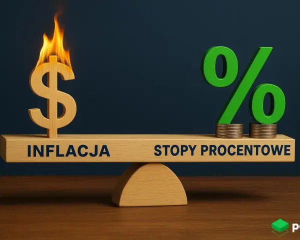 Waga pokazuje, że wysoka inflacja (symbol dolara w ogniu) przeważa nad stopami procentowymi NBP.