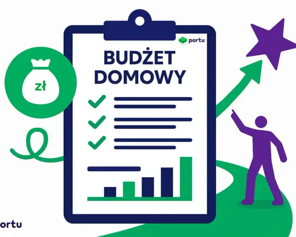 Zadbaj o swój budżet domowy! Ikony symbolizują finanse, cele i rozwój.
