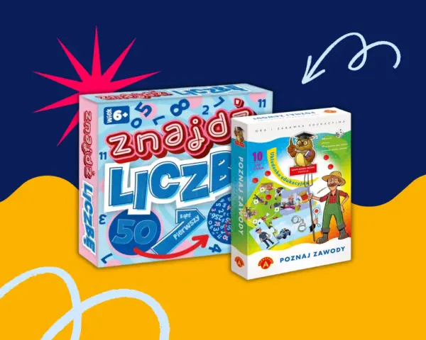 Darmowe gry edukacyjne dla dzieci: "Znajdź Liczbę" i "Poznaj Zawody" rozwijają umiejętności matematyczne i wiedzę o świecie.