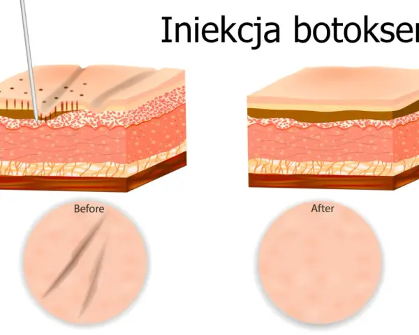 Ilustracja pokazuje iniekcję botoksu, która wygładza zmarszczki. Zastanawiasz się, ktory botox jest najlepszy?
