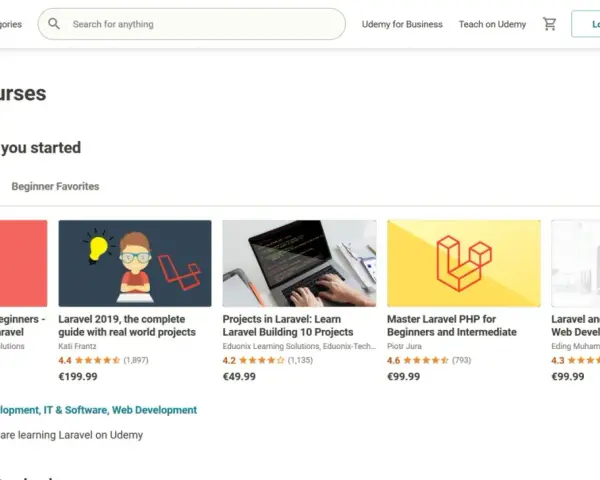 Laravel Kurse auf Udemy: Ein umfassendes Laravel Tutorial Deutsch für Anfänger und Fortgeschrittene.
