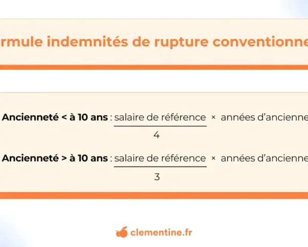 Formule pour calculer l'indemnité rupture conventionnelle brut ou net. Deux cas selon l'ancienneté : moins ou plus de 10 ans.