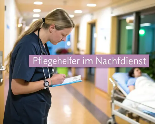 Pflegehelferin im Nachtdienst prüft Unterlagen. Die MDK-Richtlinien für den Nachtdienst sind wichtig für die Qualitätssicherung.