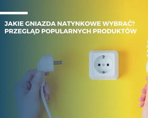 Jakie gniazda natynkowe wybrać? Przegląd popularnych produktów. Dłoń trzyma wtyczkę i żarówkę, obok gniazdko.