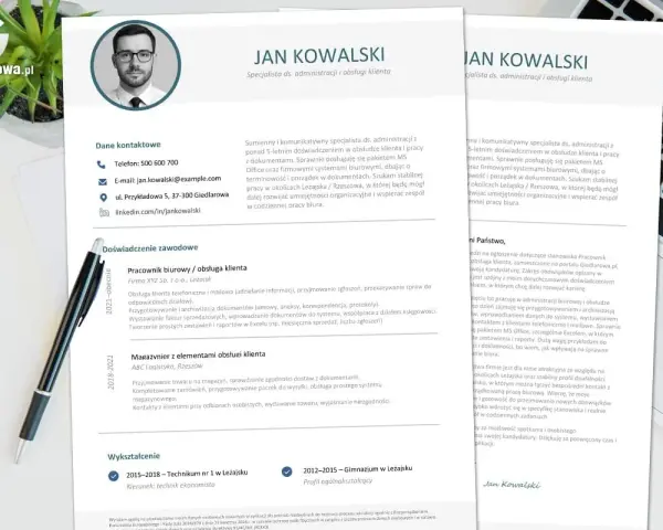 Jak zakończyć list motywacyjny? Jan Kowalski, specjalista ds. administracji i obsługi klienta, przedstawia swoje CV.