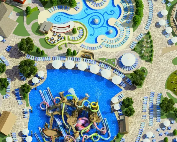 Ein luxuriöser Wasserpark mit Rutschen, Pools und Liegestühlen. Die "Rulantica Erfahrungen" sind hier garantiert, mit viel Spaß für die ganze Familie.
