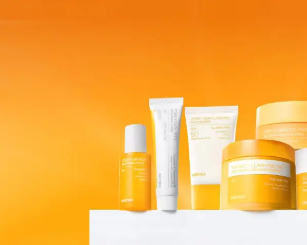 Linia produktów celimax: serum, krem, krem z filtrem, płatki pod oczy i peelingujące.