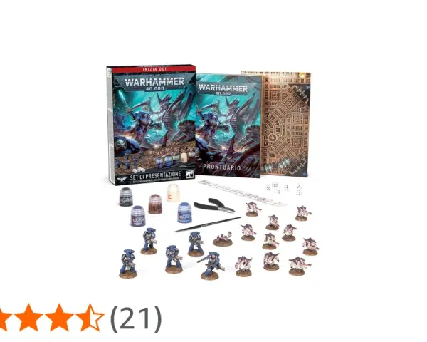Set di presentazione per Warhammer 40,000 GW con miniature, colori e strumenti per iniziare la tua prima battaglia.