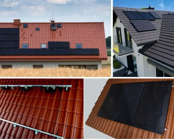 Panele fotowoltaiczne na dachach domów, od tradycyjnych po nowoczesne, zbierają energię słoneczną.