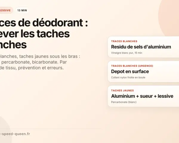 Astuces pour enlever les traces de déodorant, y compris le **détachant trace transpiration**. Solutions pour traces blanches et jaunes.