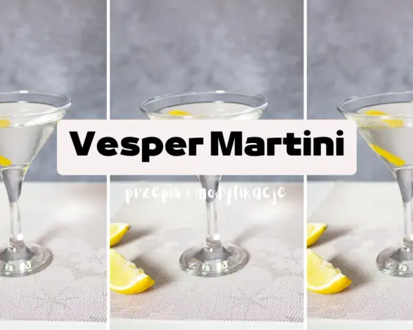 Trzy kieliszki z Martini, ozdobione skórką cytryny, na jasnym tle.