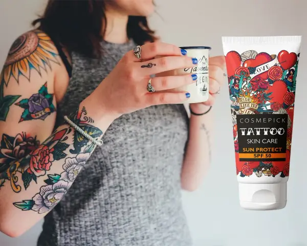 Krem z filtrem do tatuażu Cosmeptick chroni Twoje dzieła sztuki. Idealny do pielęgnacji skóry z tatuażami.