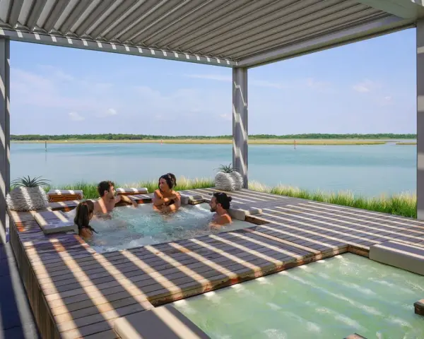Relaks w jacuzzi z widokiem na wodę. Idealne miejsce na wakacje w Capalonga.