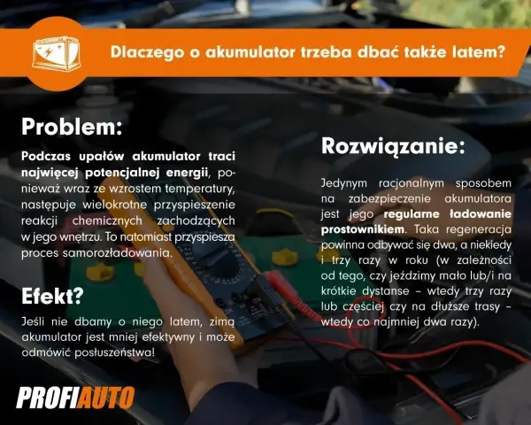 Zasiarczony akumulator objawy: latem traci energię, zimą może odmówić posłuszeństwa. Regularne ładowanie prostownikiem to rozwiązanie.