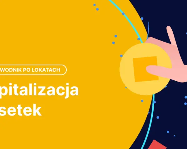 Przewodnik po lokatach: Kapitalizacja odsetek. Dłoń trzyma monetę, symbolizując wzrost kapitału.
