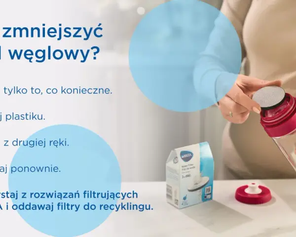 Jak zmniejszyć ślad węglowy? Kupuj tylko to, co konieczne, unikaj plastiku, kupuj z drugiej ręki, używaj ponownie. Korzystaj z rozwiązań filtrujących BRITA i oddawaj filtry do recyklingu.
