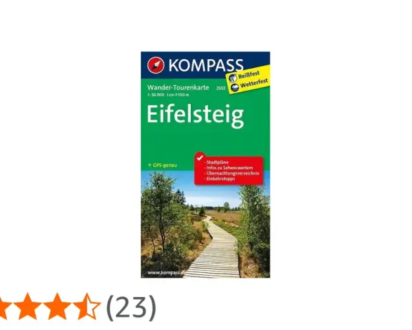 Wanderkarte Eifelsteig von Kompass. Die Karte zeigt einen Holzsteg durch eine Moorlandschaft. Ideal für Tourenplanung.