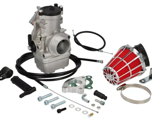 Kit carburatore, filtro aria rosso e ricambi per moto. Perfetto per chi cerca componenti dell'orto carburatori ricambi.