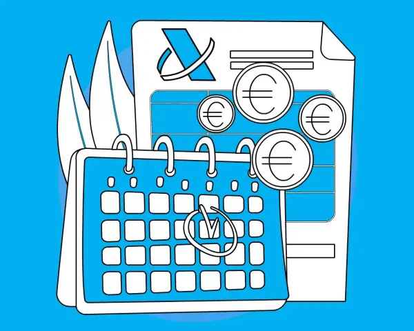 Calendario y documento con euros, simbolizando la planificación de la retención IRPF nómina con 2 hijos.