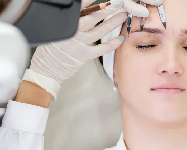 Precyzyjne rysowanie brwi przed zabiegiem microblading. Sprawdź, jaka jest microblading brwi cena i umów się na konsultację.