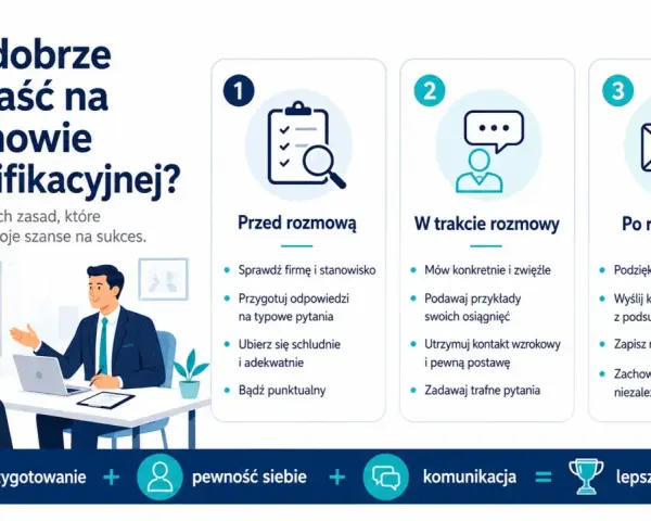 Jak dobrze wypaść na rozmowie kwalifikacyjnej? Przygotowanie, pewność siebie i komunikacja to klucz do sukcesu.