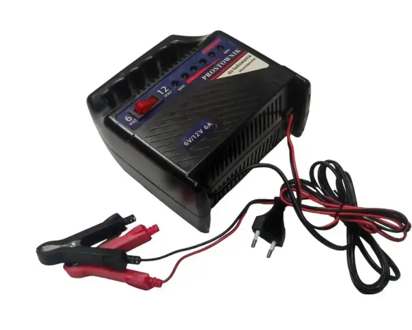 Prostownik 6V/12V 6A z krokodylkami. Dowiedz się, jak długo ładować akumulator 12v, by był w pełni sprawny.