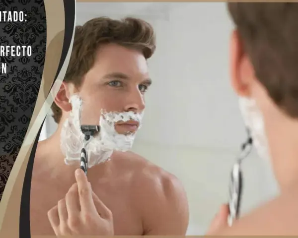 Guía del afeitado: hombre con espuma y maquinilla, buscando la dirección correcta para un rasurado perfecto sin irritación.