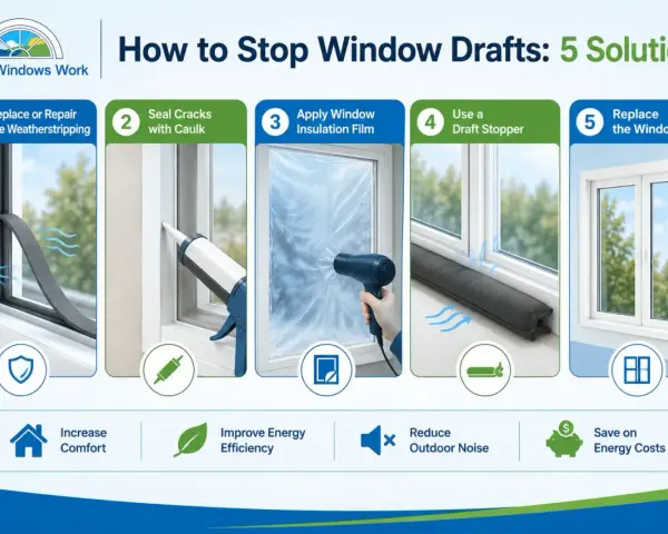 Stop window drafts with weather stripping, caulk, insulation film, draft stoppers, or replacement. Improve comfort & save energy.