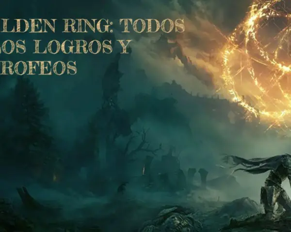 Elden Ring: todos los logros y trofeos. Un guerrero solitario se enfrenta a un mundo sombrío bajo un gran anillo dorado.