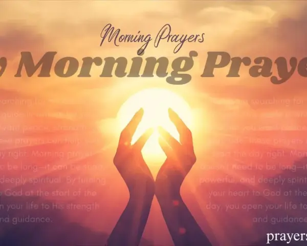 Hands cup the sun, symbolizing a prayer for the day ahead. Text reads "My Morning Prayers.