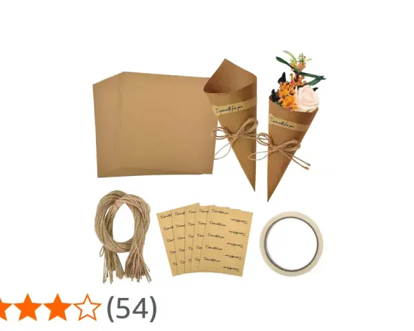 Kit para hacer un cucurucho de cartulina grande. Incluye cartulinas, cuerda, pegatinas y cinta.