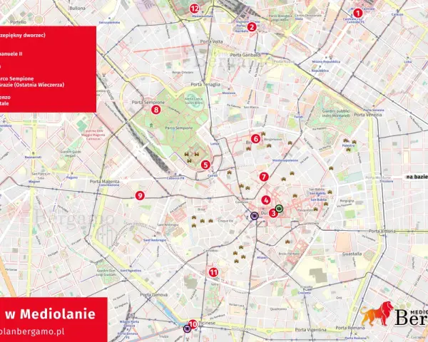 Mapa Mediolanu z zaznaczonymi atrakcjami, idealna na weekend. Zobacz, gdzie warto się wybrać!