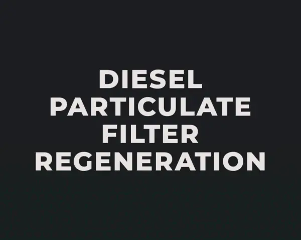 Text "Diesel Particulate Filter Regeneration" auf dunklem Hintergrund. Wenn die DPF Warnleuchte aufleuchtet, ist dies oft der Grund.