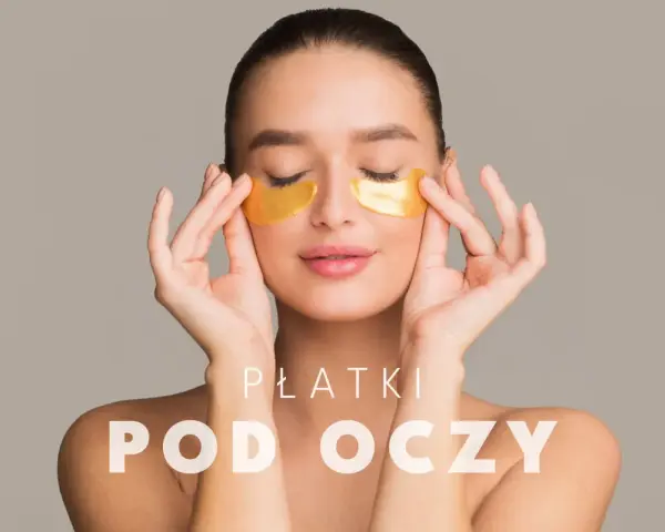 Kobieta z zamkniętymi oczami delikatnie poprawia złote płatki pod oczami. Dowiedz się, jak nakładać płatki pod oczy dla promiennej skóry.