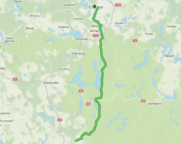 Trasa rowerowa od Olsztyna przez Bartąg, Stawigudę, Jedwabno do Szczytna. Malownicza łynostrada olsztyn.