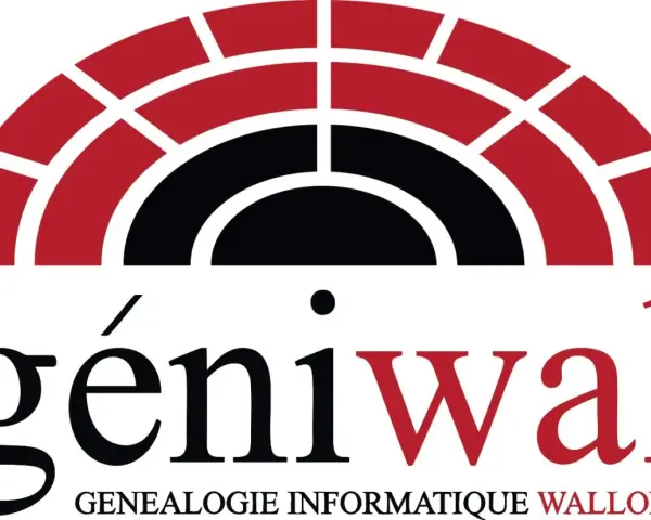 Logo "Géniwal" pour la généalogie informatique en Wallonie. Un nom de famille qui pourrait être un homonyme pour de nombreuses familles.