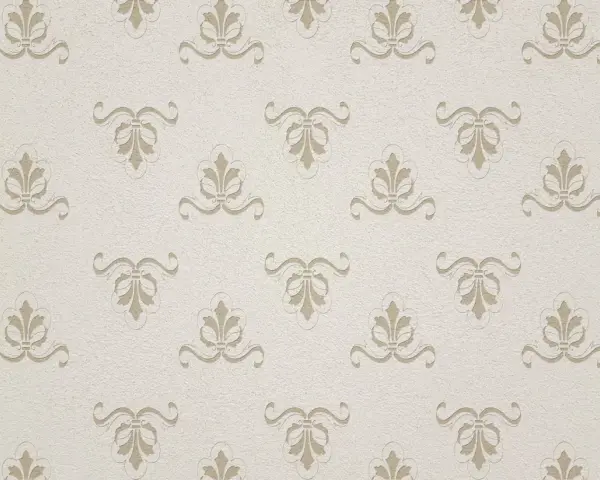Patrón repetitivo de ornamentos florales en relieve sobre un fondo texturizado. Este papel pintado transpirable aporta elegancia sutil.