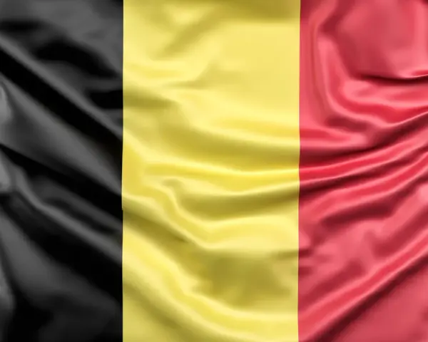Falująca belgijska flaga z pionowymi pasami: czarnym, żółtym i czerwonym.