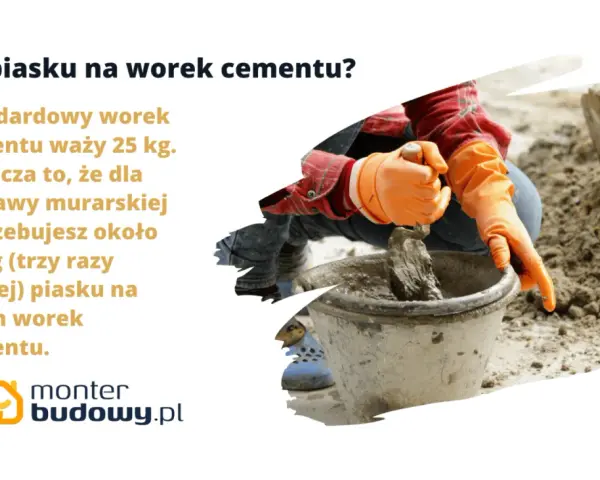 Proporcje cementu i piasku do zaprawy: na 25 kg cementu potrzeba ok. 75 kg piasku.