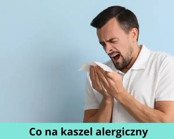 Mężczyzna z chusteczką w dłoniach, kaszlący. Szukasz domowych sposobów na kaszel alergiczny?