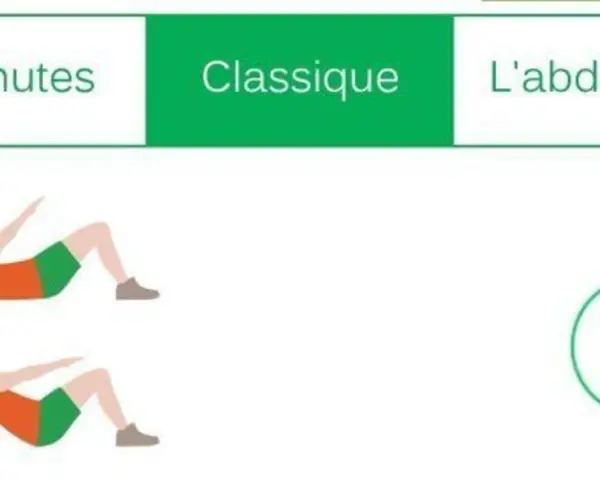 Exercice d'abdominaux classique pour le sport au bureau. 7 minutes pour un ventre plat.