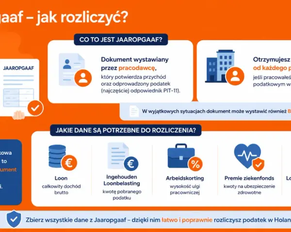 Jaaropgaaf – kluczowy dokument do rozliczenia PIT w Holandii. Jak wypełnić? Informacje o dochodach, podatku, ulgach.