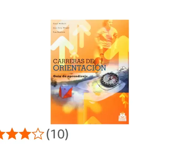 Libro "Carreras de Orientación: Guía de aprendizaje" con brújula y mapa.