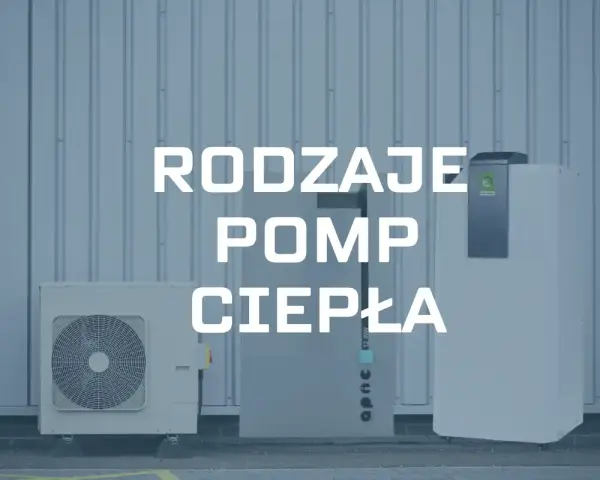 Trzy urządzenia, które prezentują różne rodzaje pomp ciepła, stoją przed budynkiem.