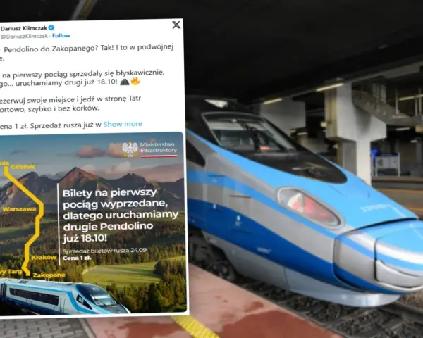 Pendolino do Zakopanego rusza już 18.10! Bilety na pierwszy pociąg wyprzedane, dlatego uruchamiamy drugie Pendolino.