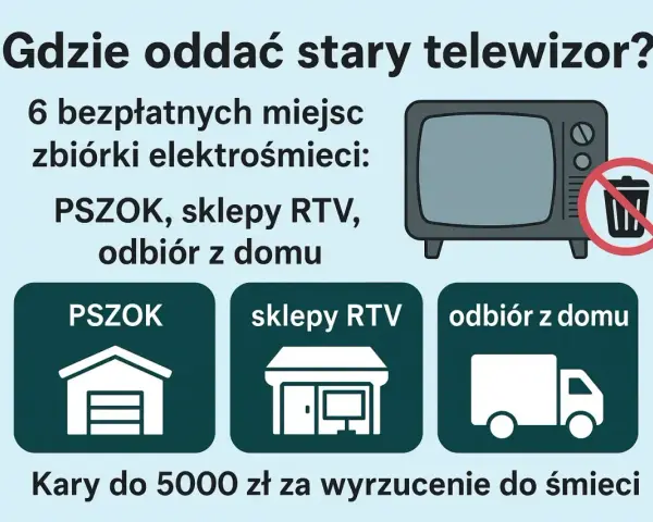Gdzie oddać stary telewizor? Dowiedz się o 6 bezpłatnych miejscach zbiórki elektrośmieci: PSZOK, sklepy RTV, odbiór z domu.