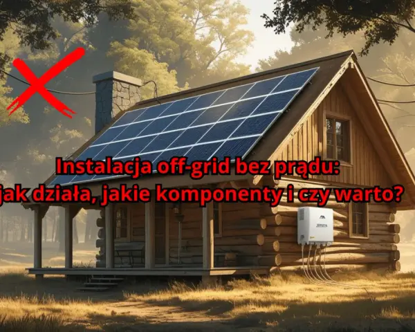 Drewniany domek z panelami słonecznymi na dachu. Instalacja off-grid zapewnia niezależność energetyczną.